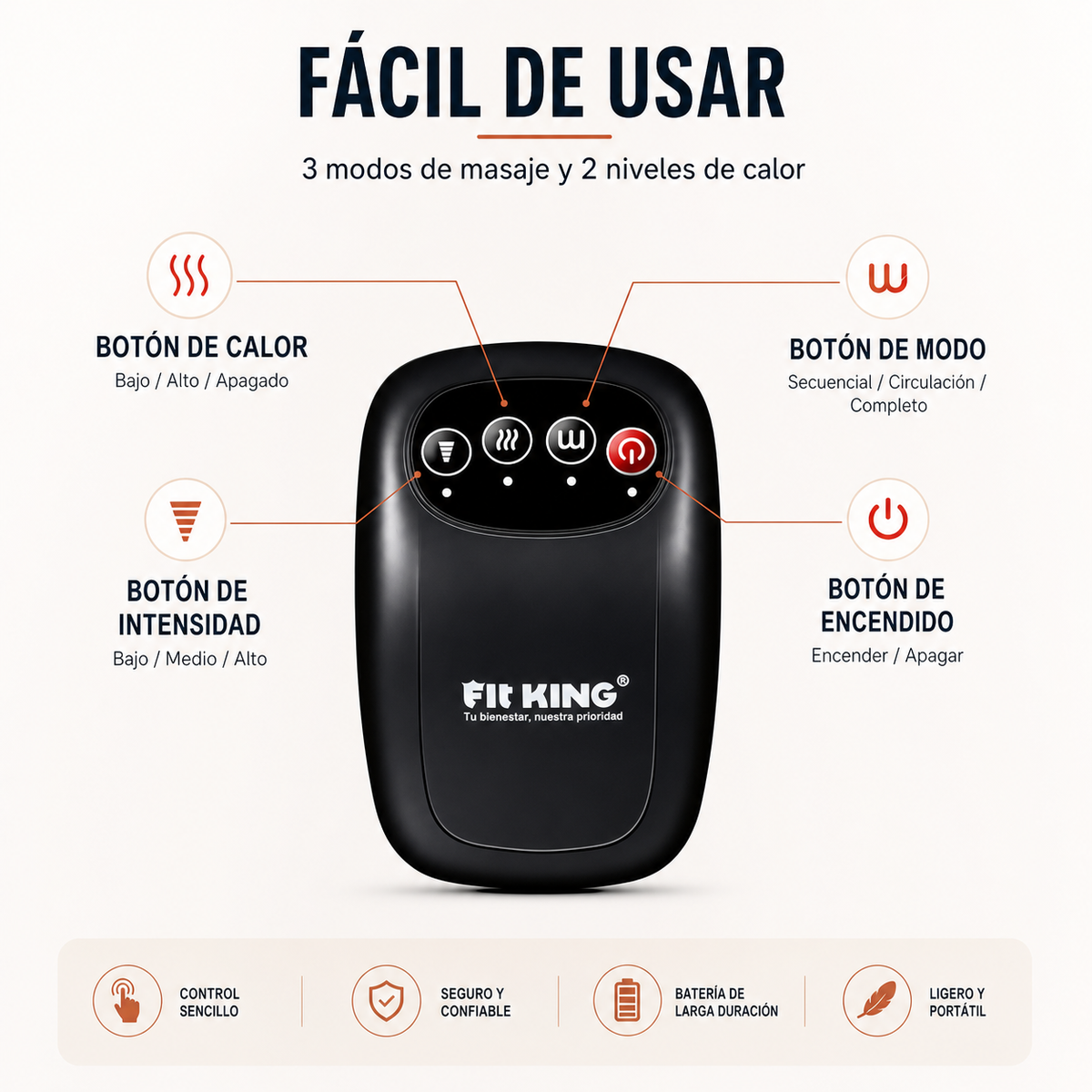 Masajeador de Rodilla FITKING FT-032K | Calor y Compresión
