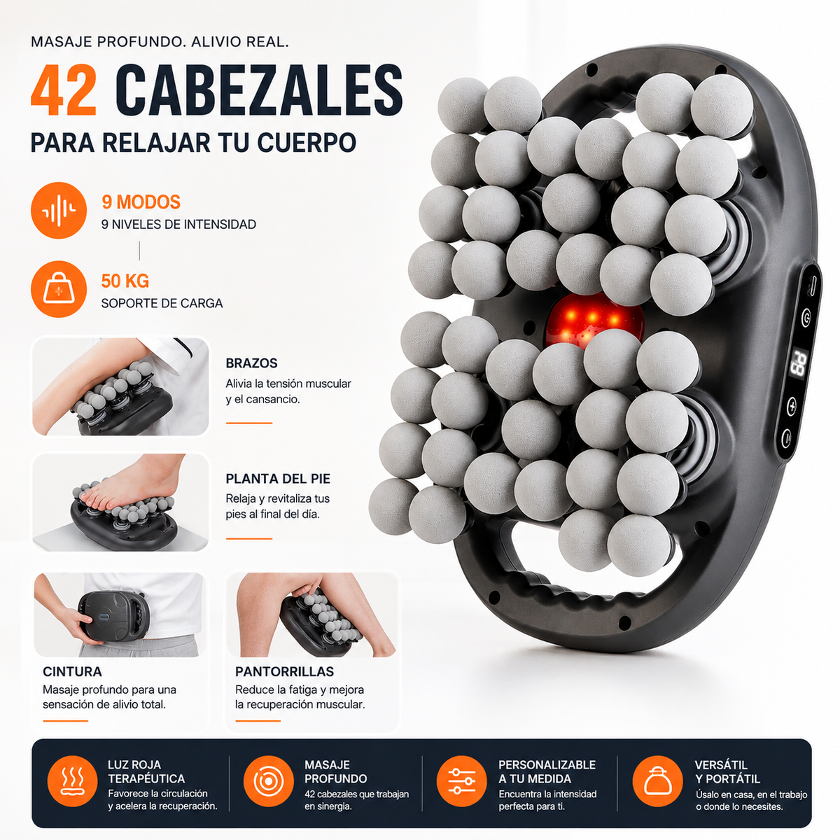 FasciaRelief Pro — Masajeador de Cuerpo Completo 42 Cabezas