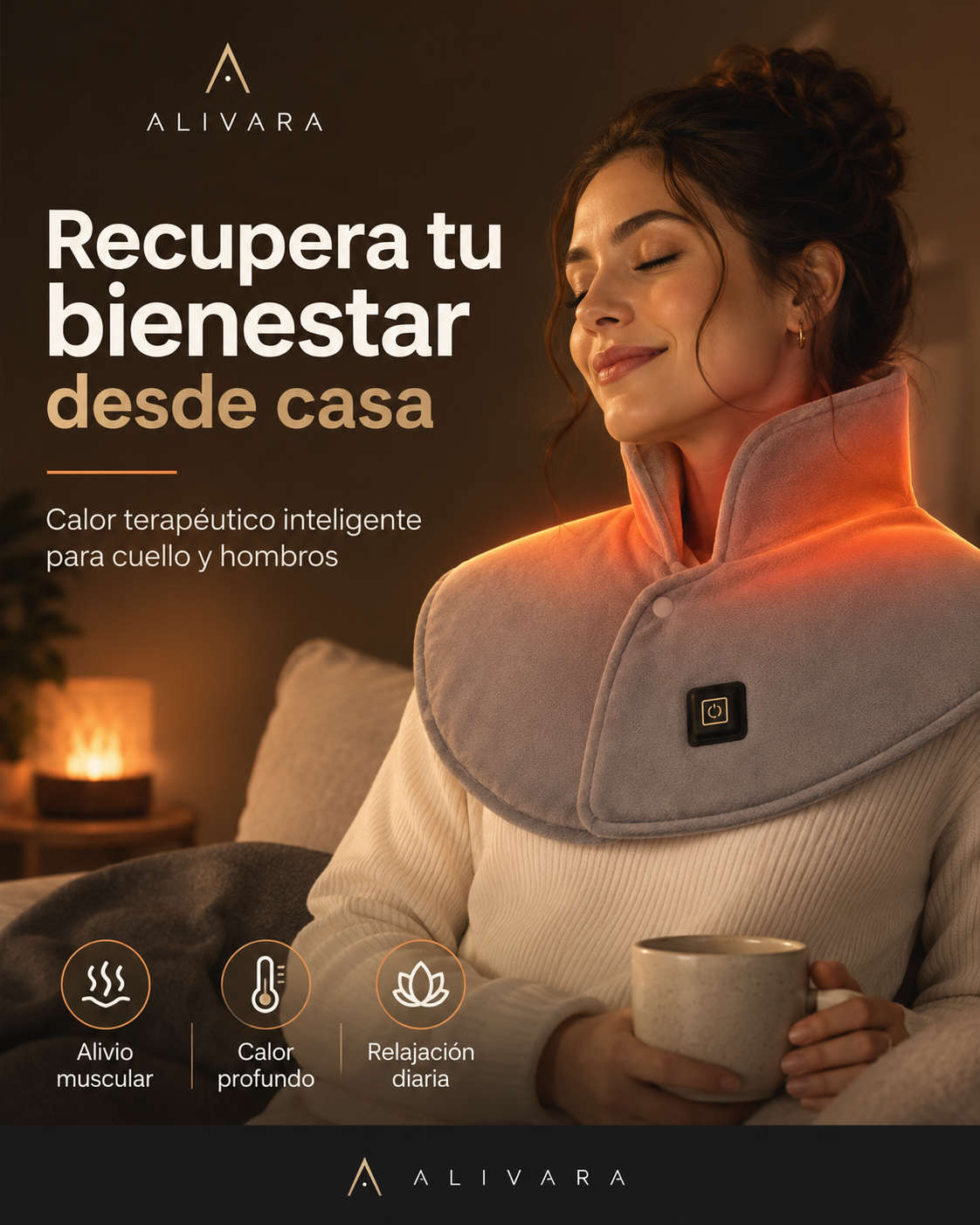 Chal Calefactable Alivara | Alivio Profundo para Hombros y Cuello