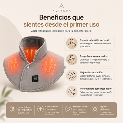 Chal Calefactable Alivara | Alivio Profundo para Hombros y Cuello