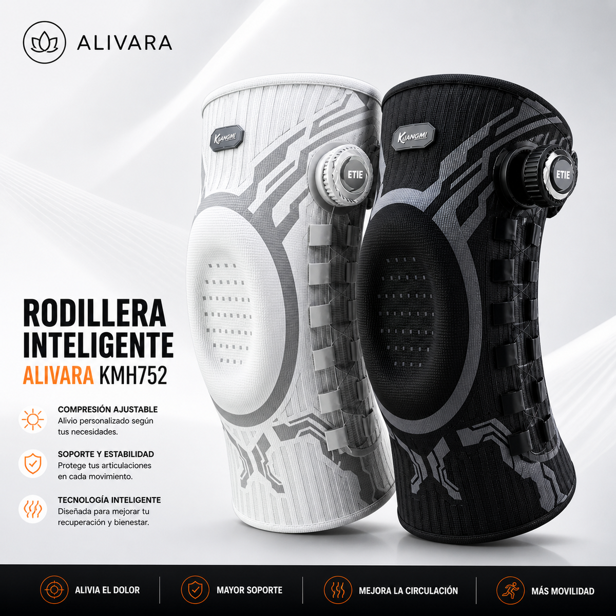 KneeGuard Pro – Rodillera con Ajuste por Perilla y Estabilizadores