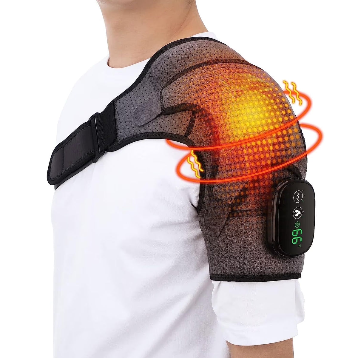 Revolutionary Cordless Heated Shoulder Brace - Ultimate Relief for Rotator Cuff Pain with Adjustable Heat and Vibration